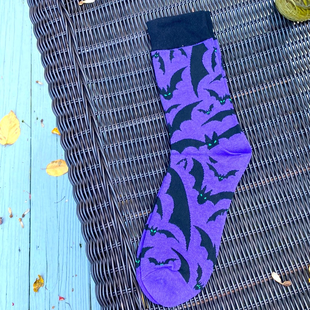 Halloween Bat Print Contrast Socks